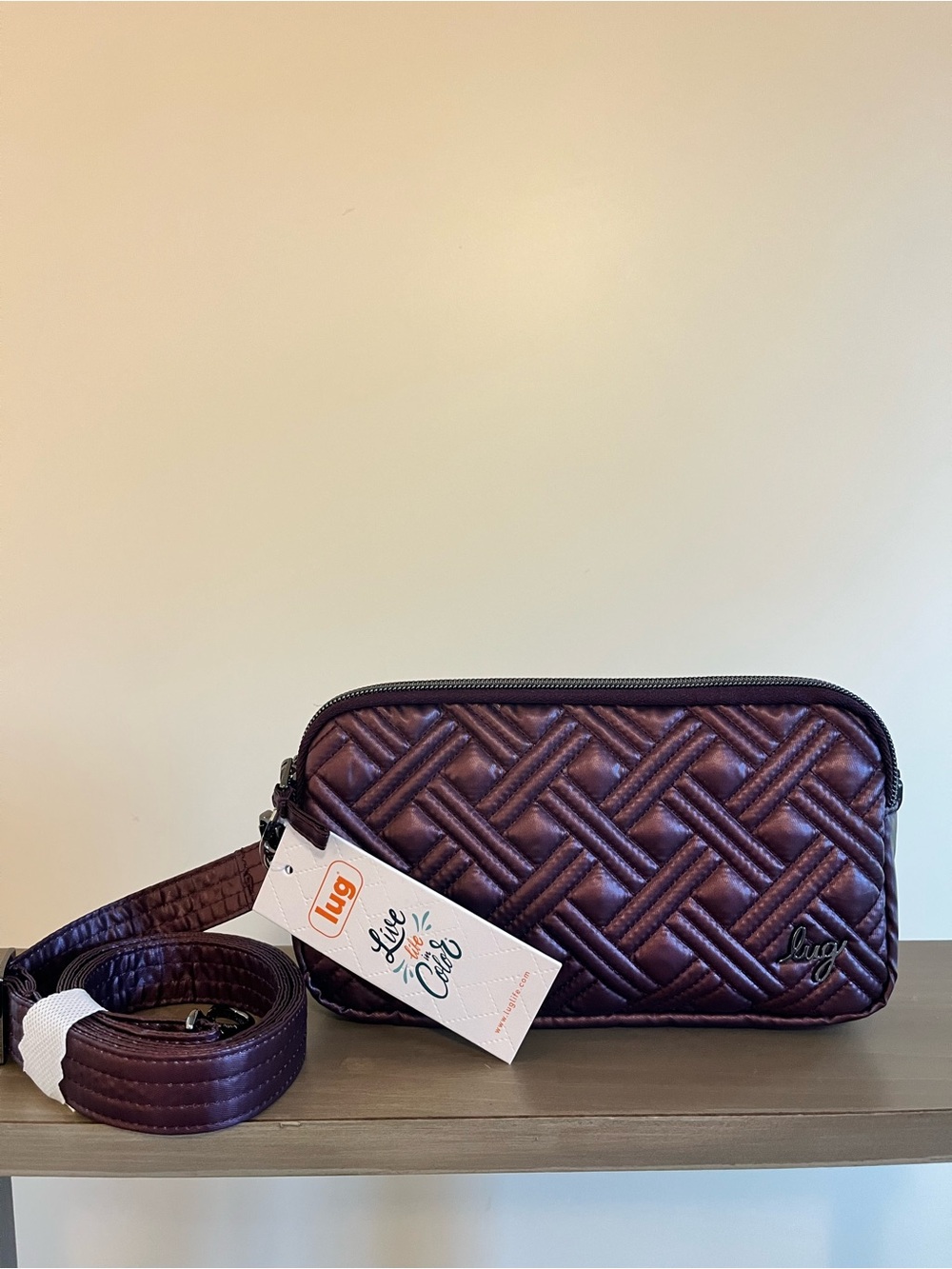lug Coupe XL NWT Quilted Crossbody Bag in Deep Plum
